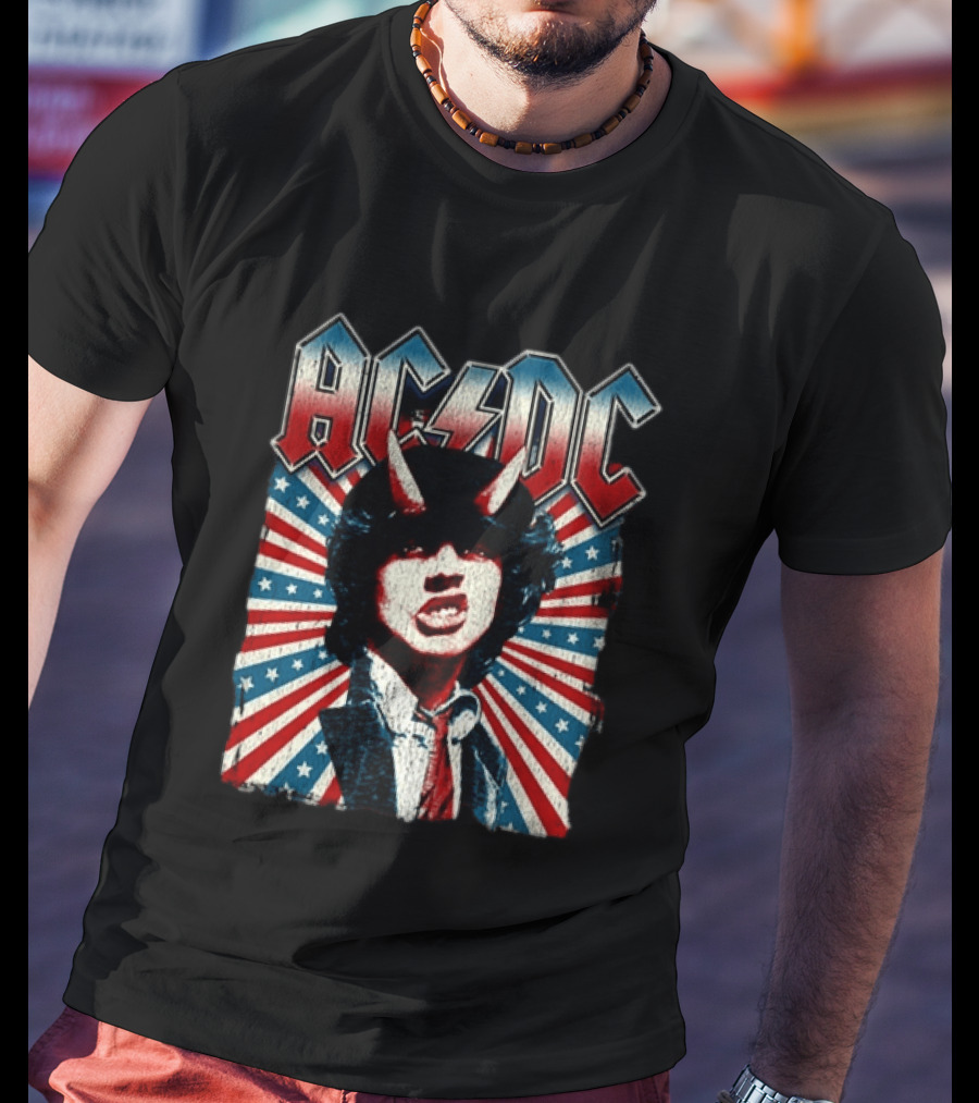AC DC PWR Up Tour 2026 North America Highway To Hell USA Red White Blue Stripes T-Shirt