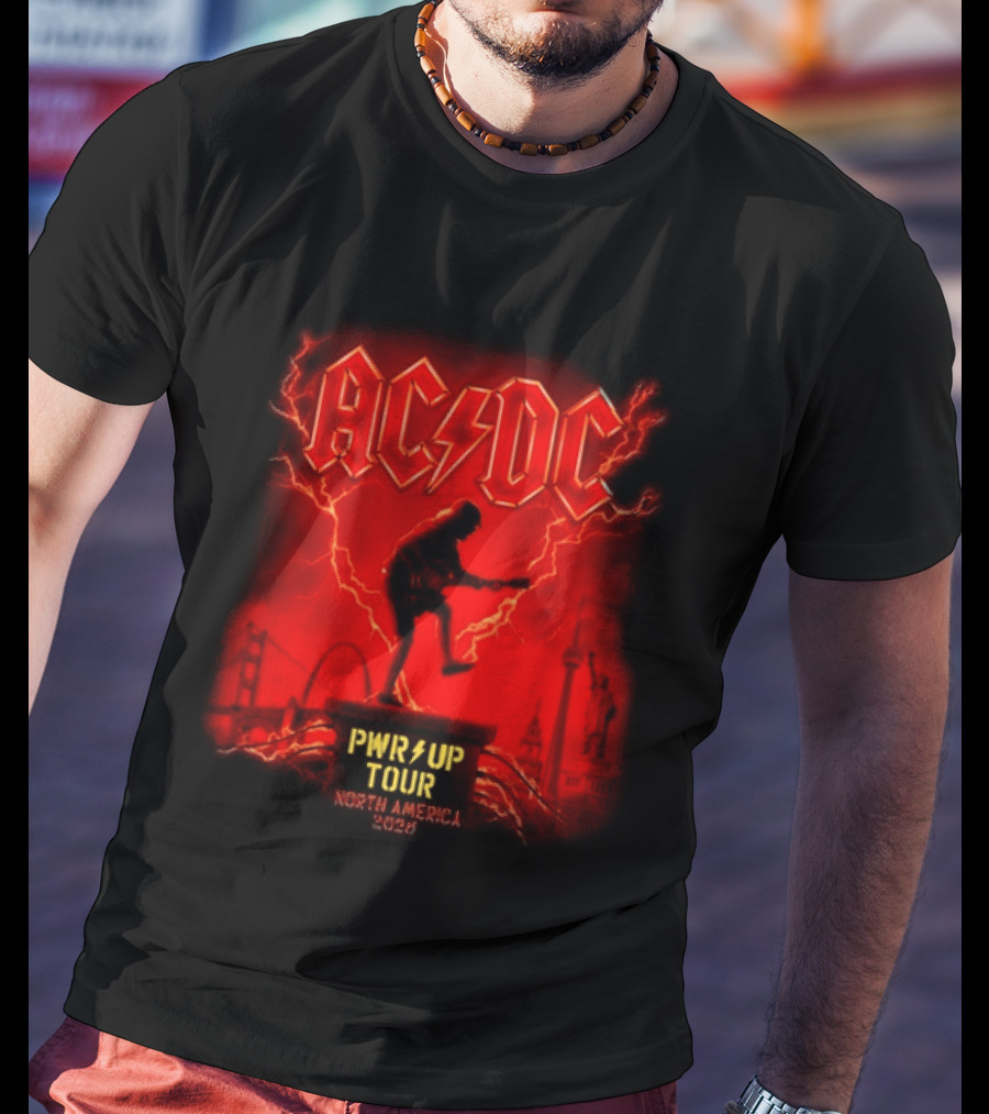 ACDC PWR Up Tour 2026 North America Red Lightning Cities Dates Angus T-Shirt