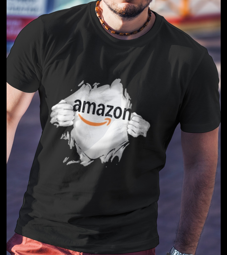 Amazon Ripped Chest Superhero Torn Employee T-Shirt