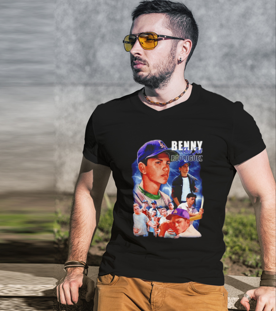 Benny The Jet Rodriguez Sandlot Baseball Movie Iconic Character Collage T-Shirt