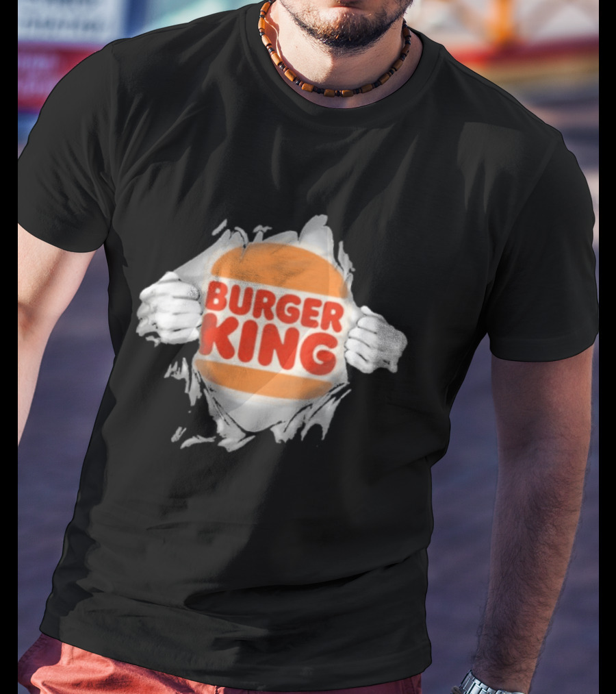 Burger King Ripped Chest Superhero Torn Employee T-Shirt