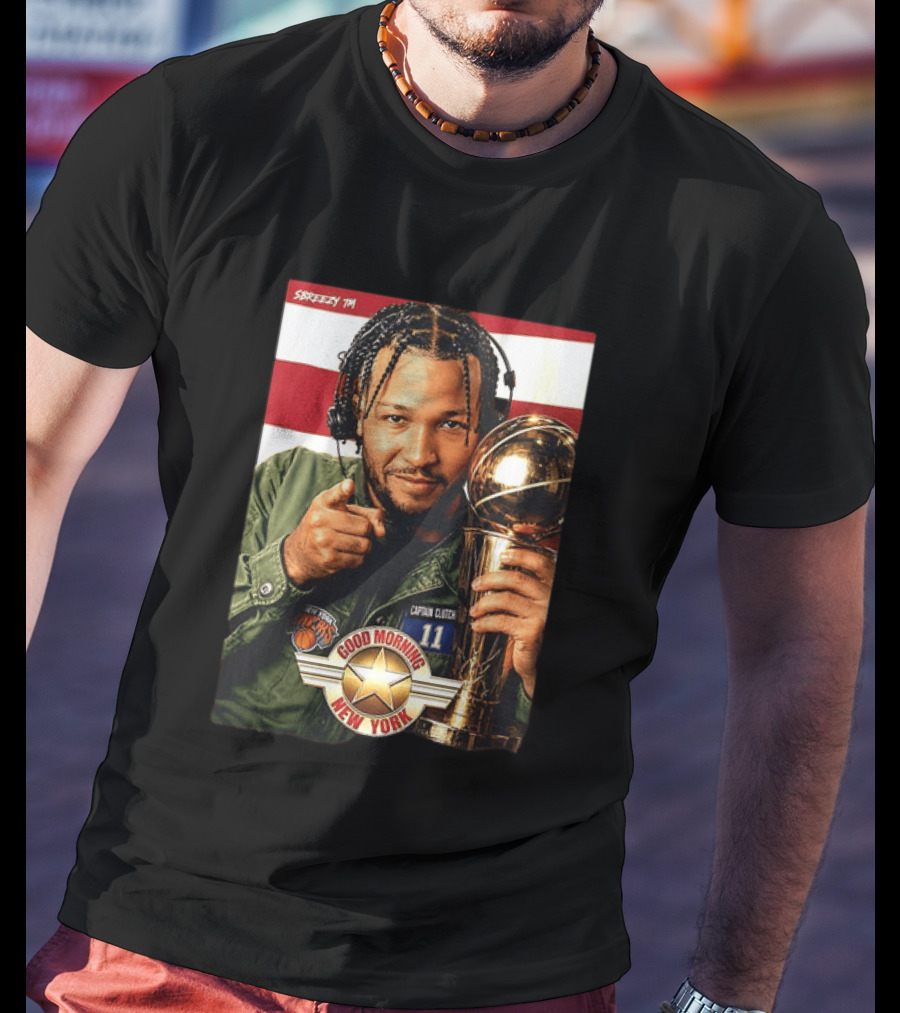 Jalen Brunson New York Knicks Captain Clutch 11 Good Morning New York NBA Trophy T-Shirt