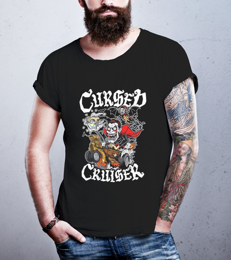Cursed Cruiser Vampire Hot Rod With Bat And Tooth Jar T-Shirt