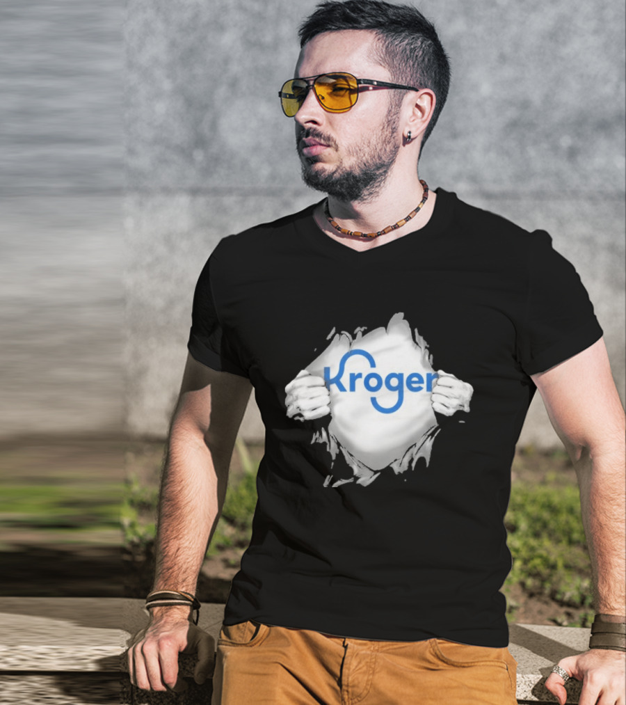 Kroger Ripped Chest Superhero Torn Employee T-Shirt