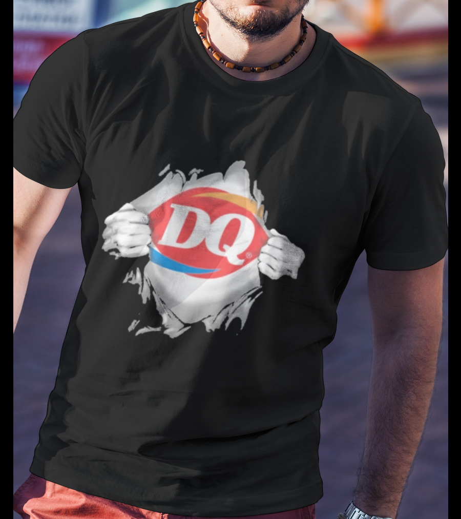 Dairy Queen DQ Superhero Ripped Chest Torn Employee T-Shirt