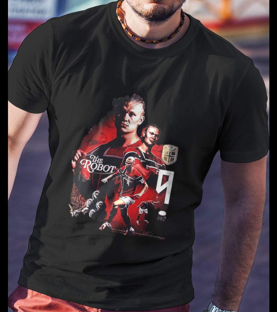 Erling Haaland Norway The Robot 9 Football Legend Norway Crest T-Shirt