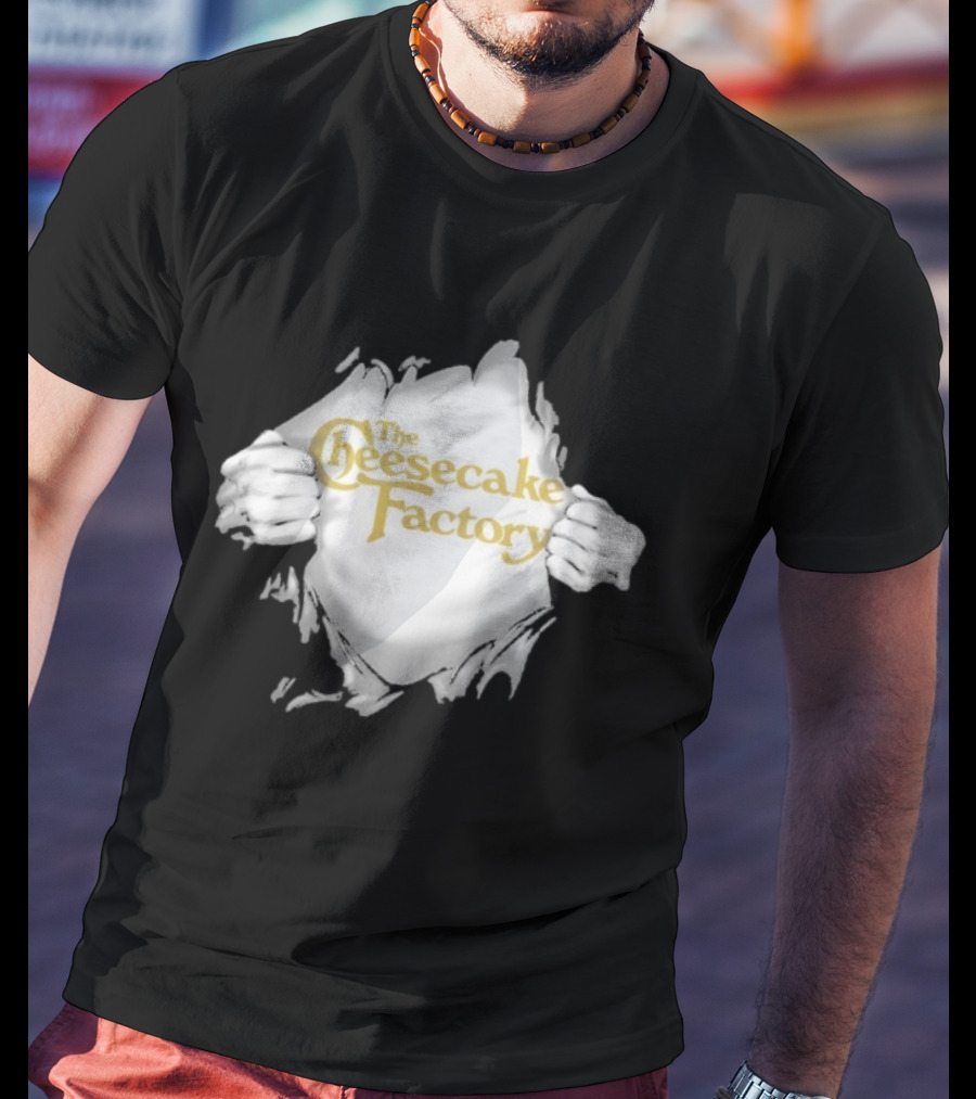 The Cheesecake Factory Ripped Chest Superhero Torn Employee T-Shirt