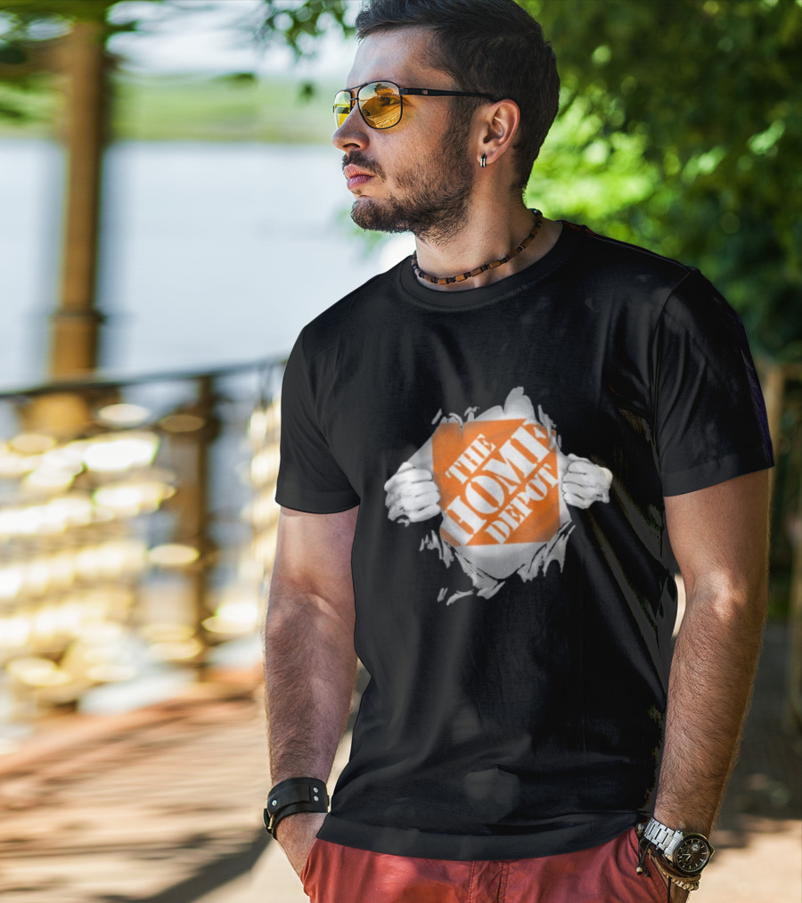 The Home Depot Ripped Chest Superhero Torn Employee T-Shirt