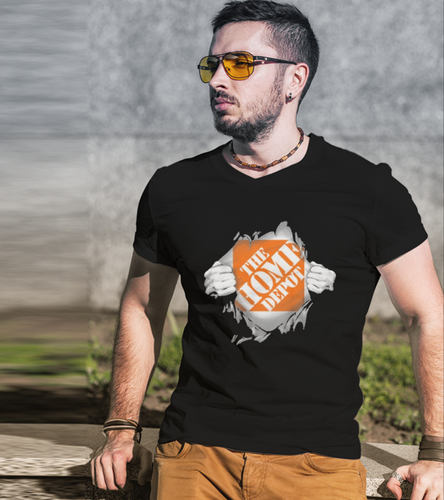 The Home Depot Ripped Chest Superhero Torn Employee T-Shirt