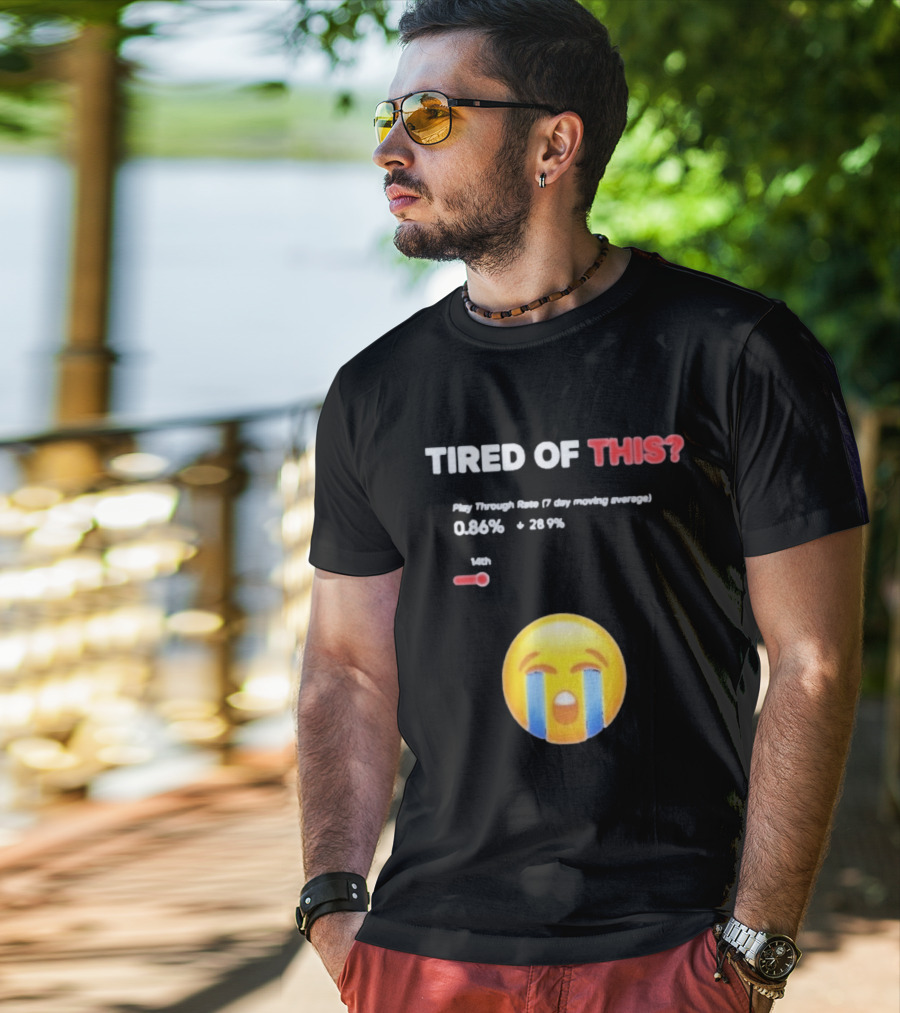 Tired Of This Play Through Rate 0.86% Crying Emoji Trend T-Shirt