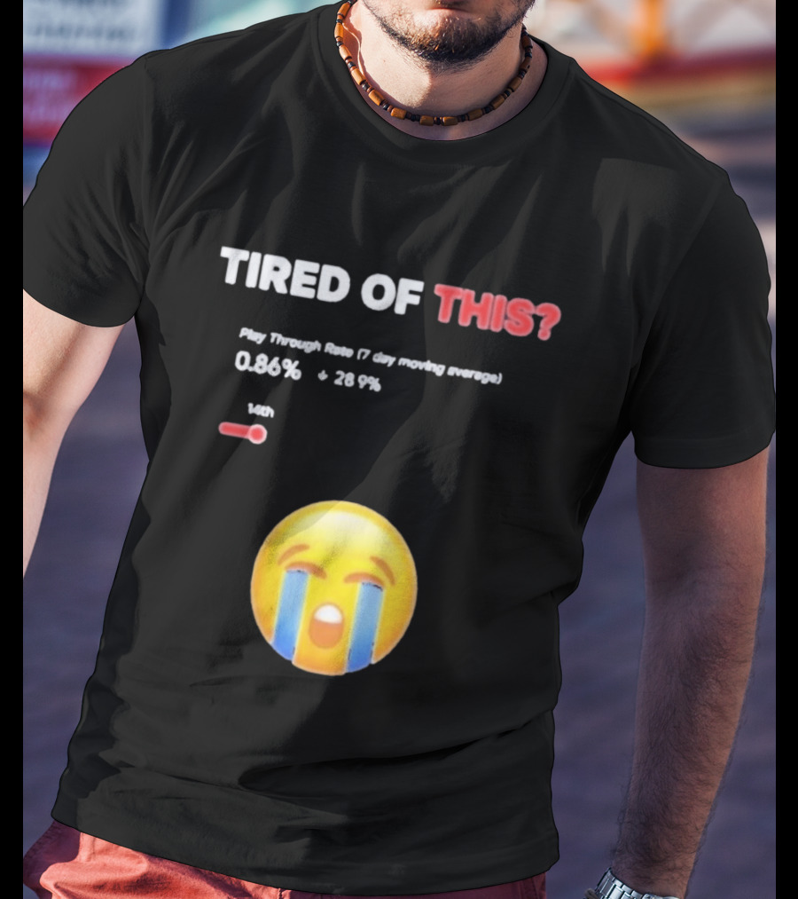 Tired Of This Play Through Rate 0.86% Crying Emoji Trend T-Shirt