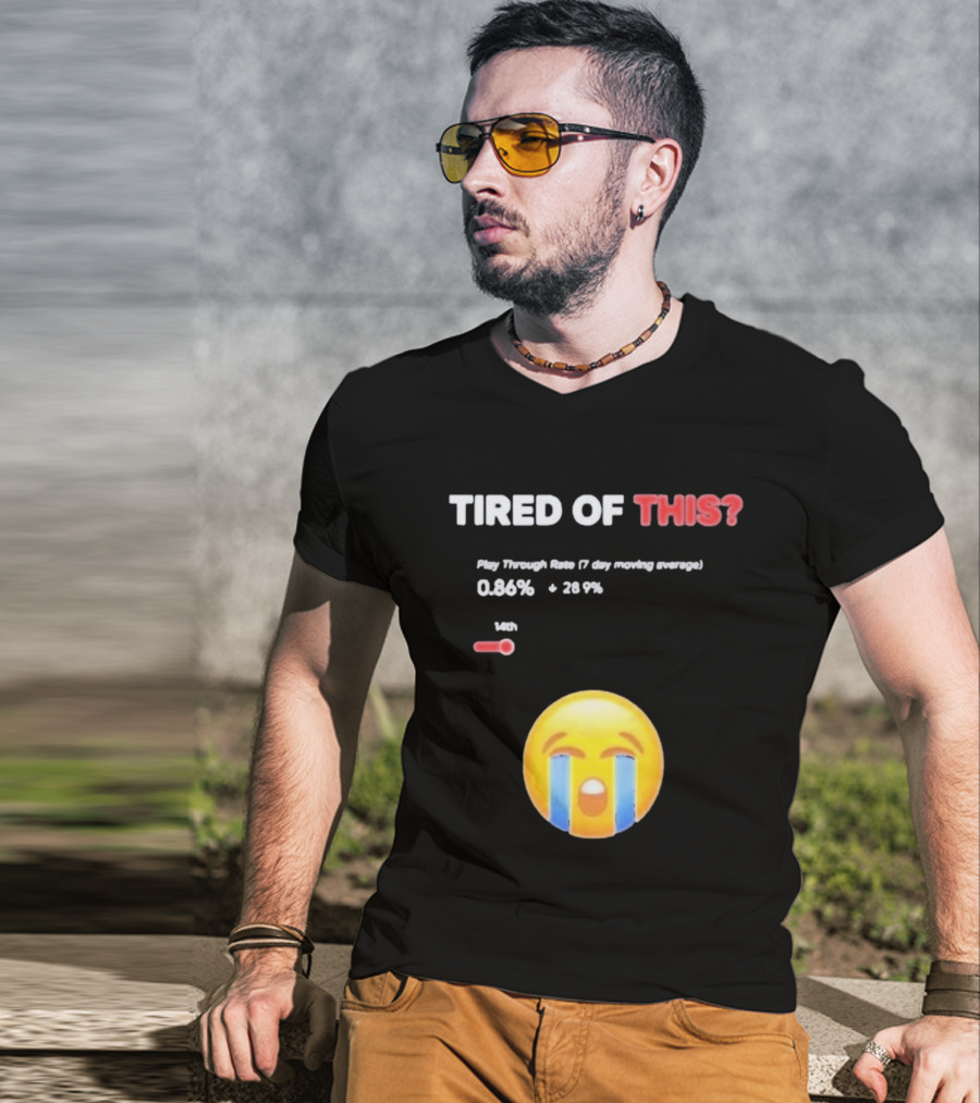 Tired Of This Play Through Rate 0.86% Crying Emoji Trend T-Shirt