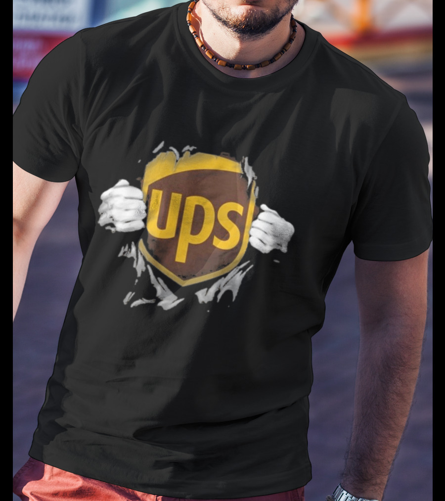 UPS Ripped Chest Superhero Torn Employee T-Shirt