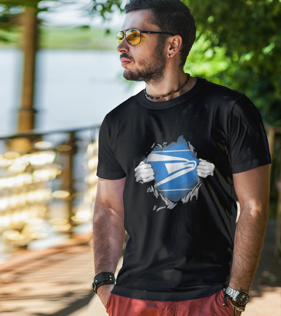 USPS Ripped Chest Superhero Torn Employee T-Shirt