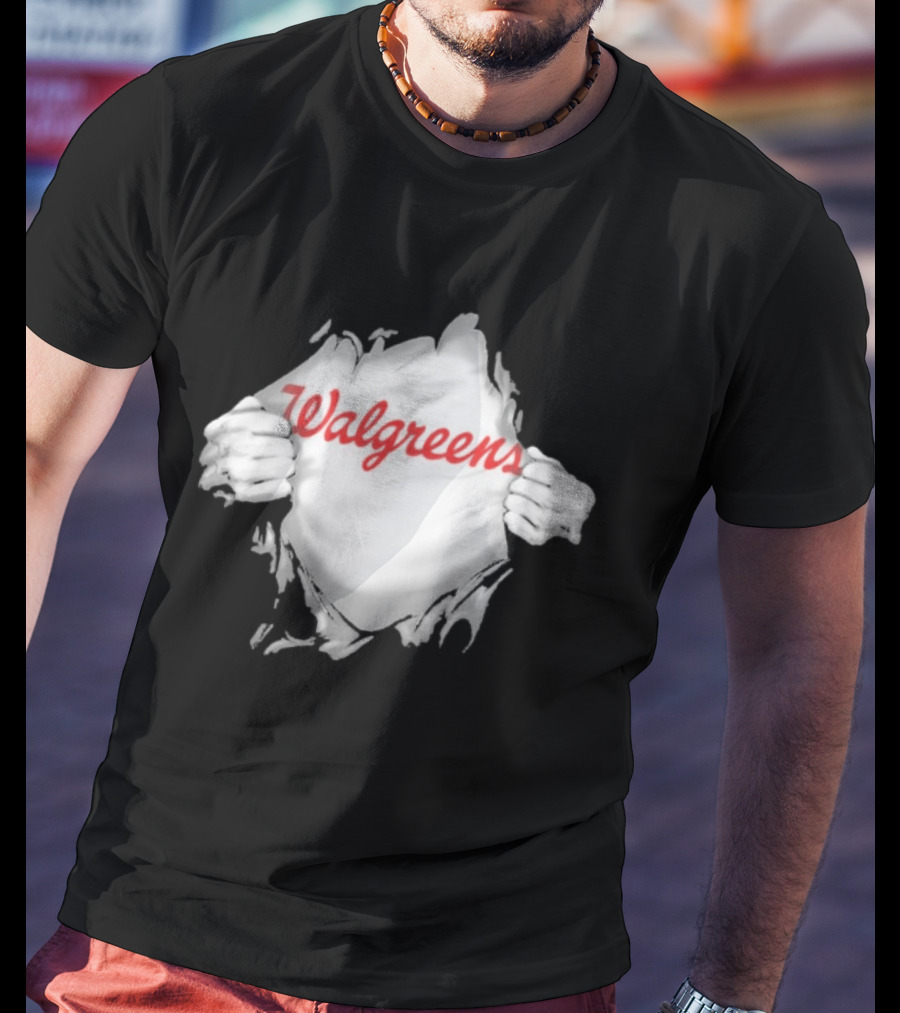 Walgreens Ripped Chest Superhero Torn Employee T-Shirt