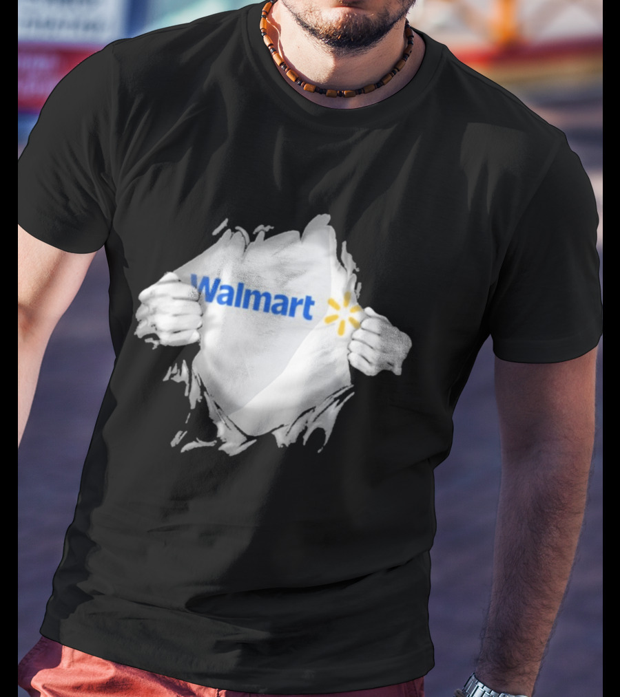 Walmart Ripped Chest Superhero Torn Employee T-Shirt