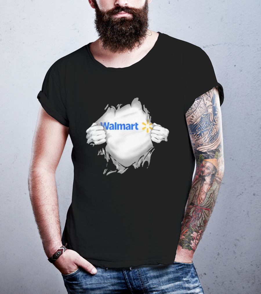 Walmart Ripped Chest Superhero Torn Employee T-Shirt