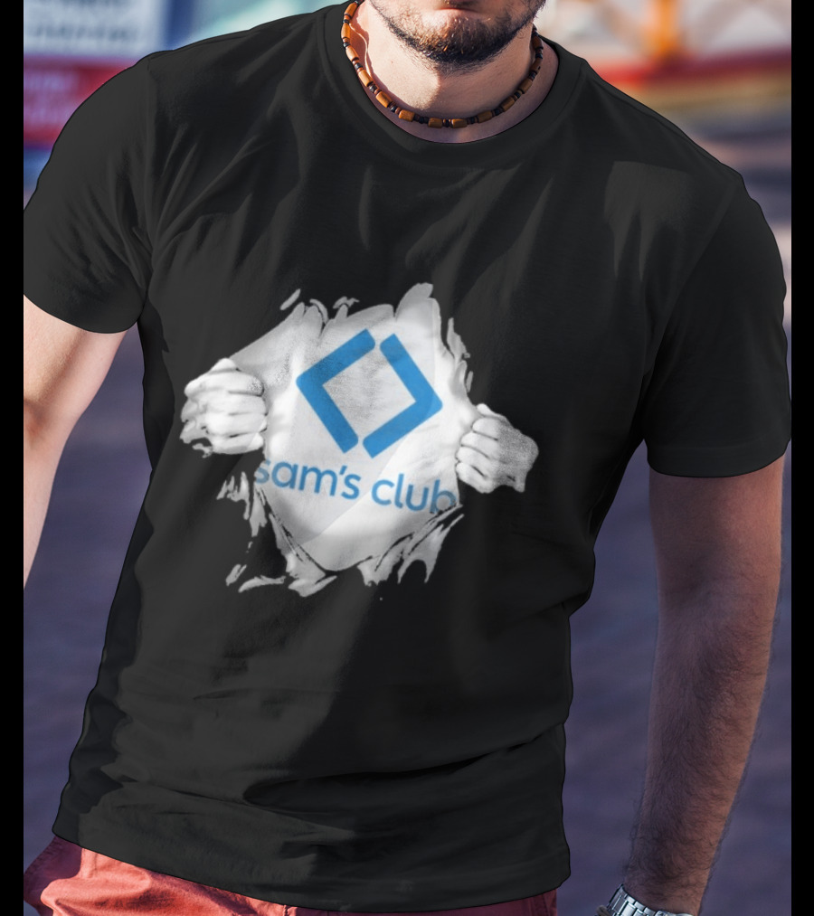 Sam's Club Ripped Chest Superhero Torn Employee Sam's Club T-Shirt