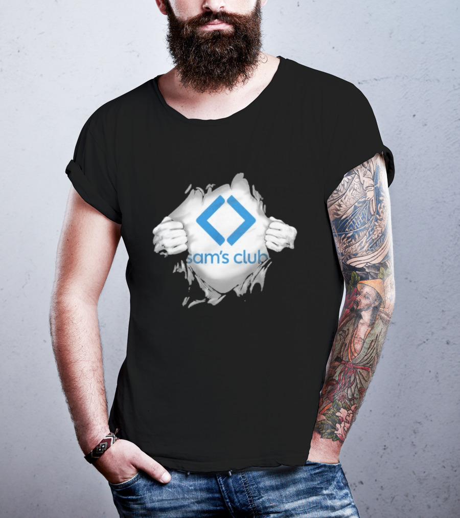 Sam's Club Ripped Chest Superhero Torn Employee Sam's Club T-Shirt
