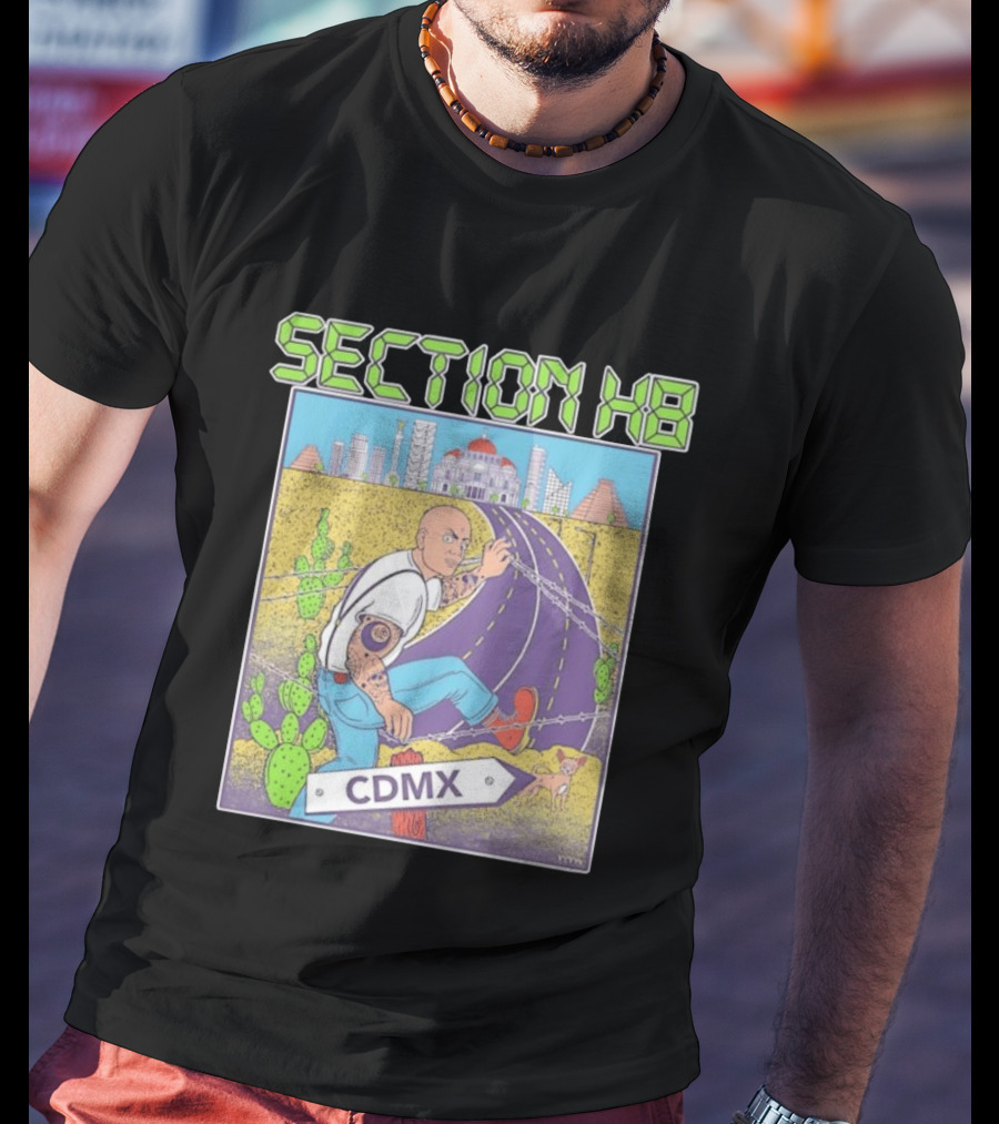 Section H8 CDMX Mexico City Punk Scene Urban Landscape With Cactus T-Shirt