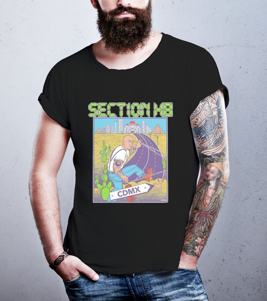 Section H8 CDMX Mexico City Punk Scene Urban Landscape With Cactus T-Shirt