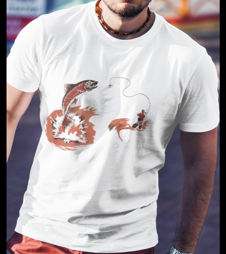 Fly Fisherman Catching Trout With Rod And Line T-Shirt