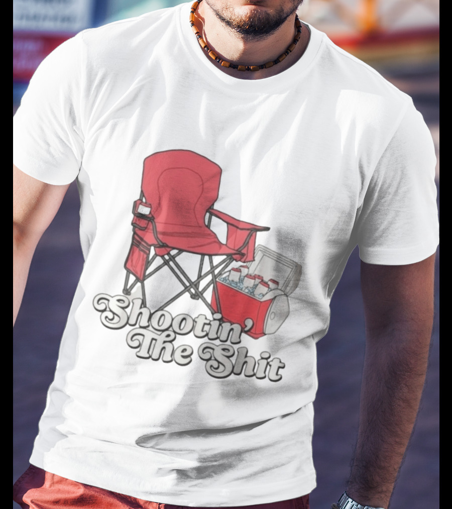 Shootin' The Shit Red Chair And Cooler BBQ Vibes T-Shirt