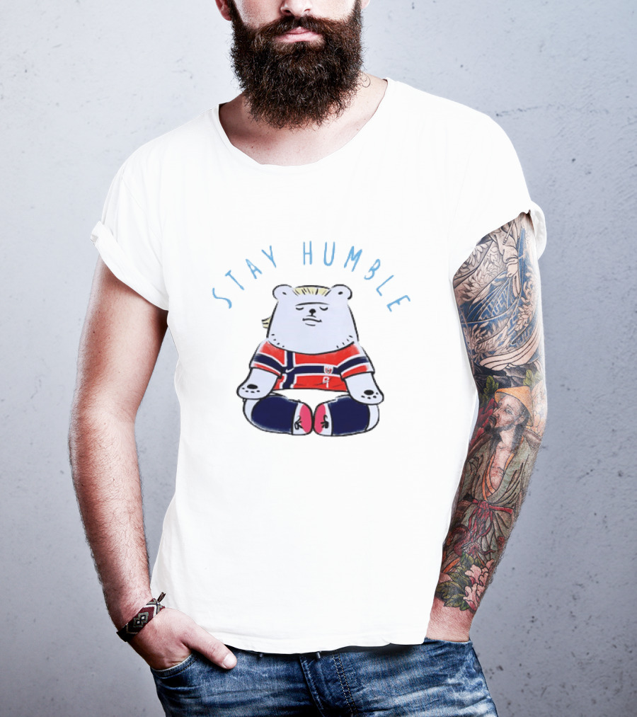 Stay Humble Meditating Bear Norway Erling Haaland Football Team T-Shirt
