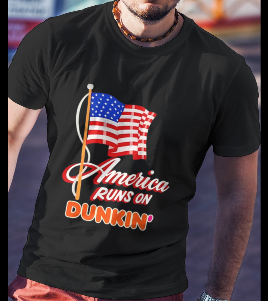 Patriotic America Runs On Dunkin' American Flag Pride T-Shirt