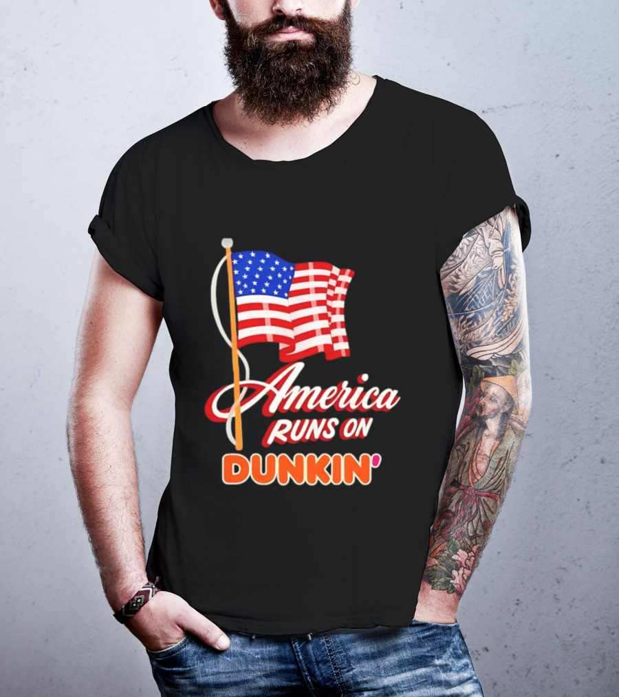 Patriotic America Runs On Dunkin' American Flag Pride T-Shirt