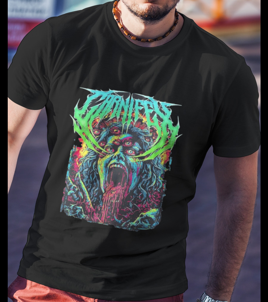 Carnifex Multieyed Screaming Face Metal Band Horror Neon T-Shirt