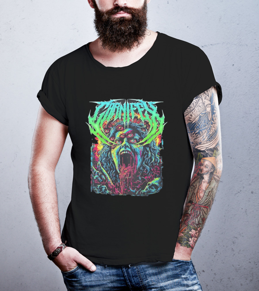 Carnifex Multieyed Screaming Face Metal Band Horror Neon T-Shirt