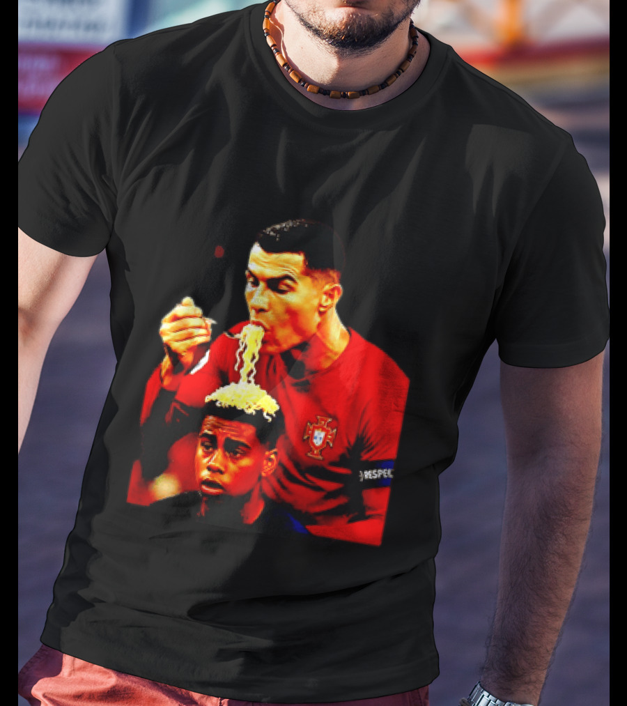 Cristiano Ronaldo Eating Noodles Meme Portugal Football UEFA T-Shirt