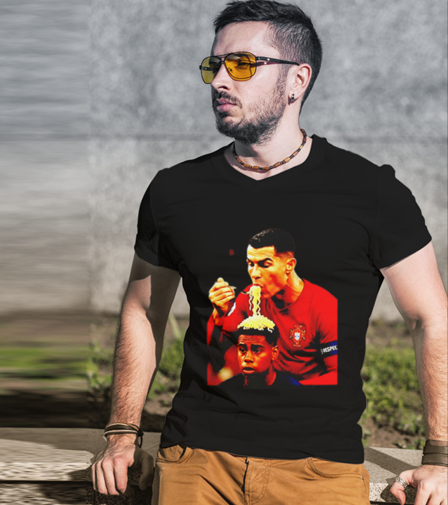 Cristiano Ronaldo Eating Noodles Meme Portugal Football UEFA T-Shirt