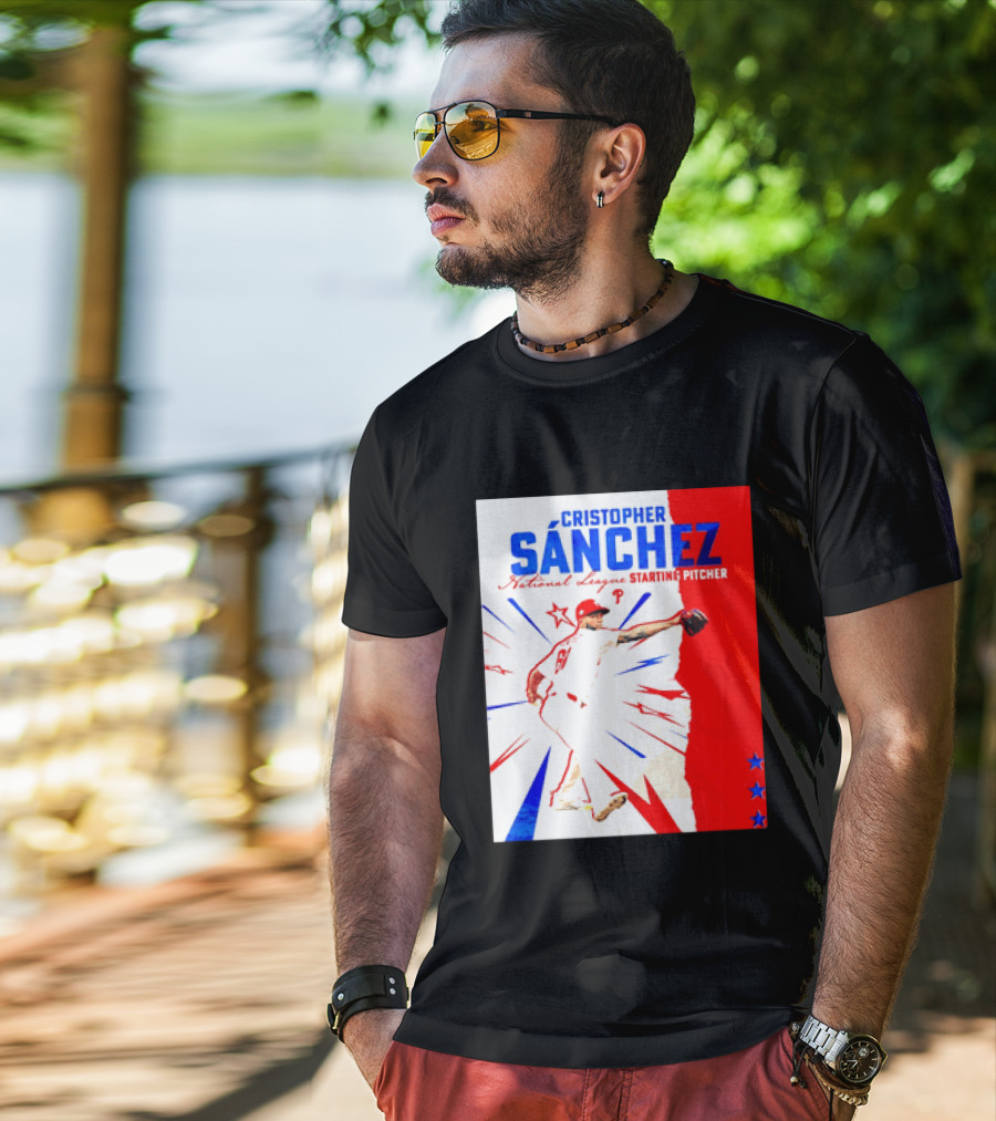 Cristopher Sánchez Philadelphia Phillies National League Starting Pitcher Red White Blue Stars T-Shirt