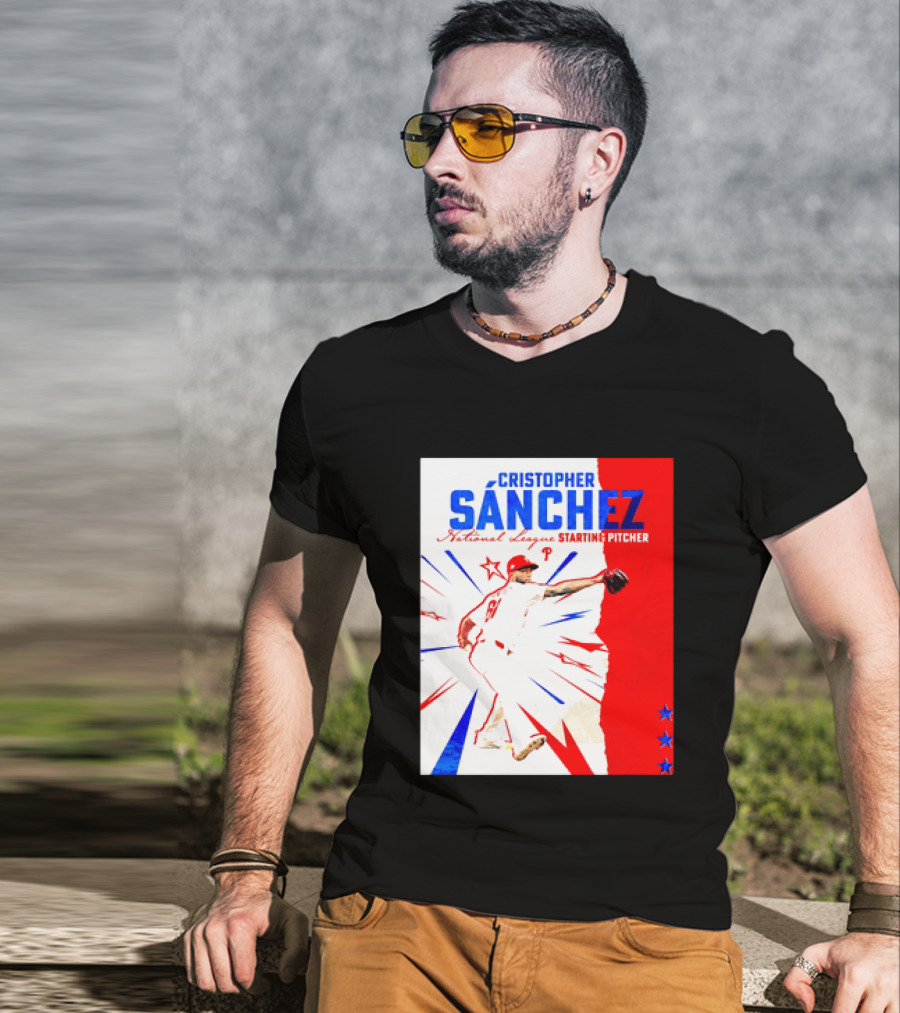 Cristopher Sánchez Philadelphia Phillies National League Starting Pitcher Red White Blue Stars T-Shirt