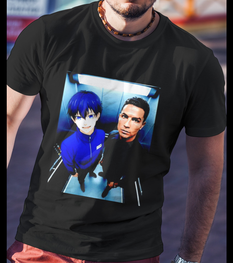 Ema Isagi Cristiano Ronaldo Collaboration Blue Lock Anime Football Star T-Shirt