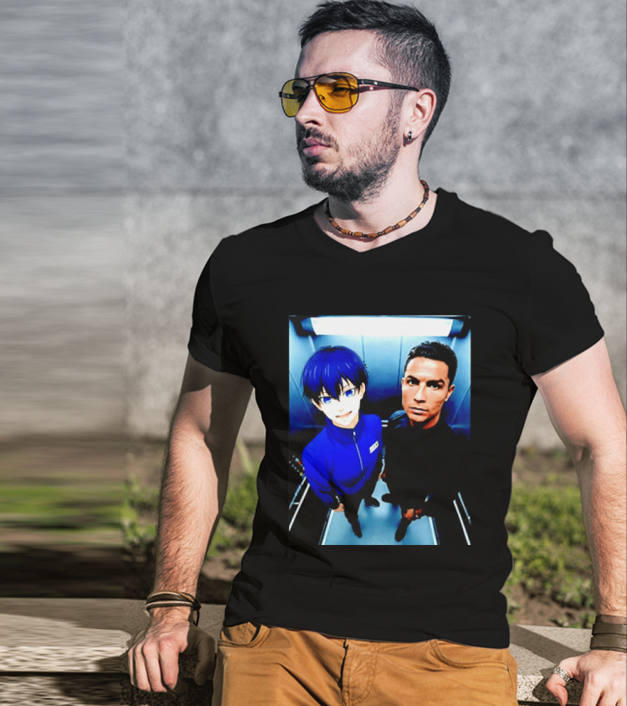 Ema Isagi Cristiano Ronaldo Collaboration Blue Lock Anime Football Star T-Shirt