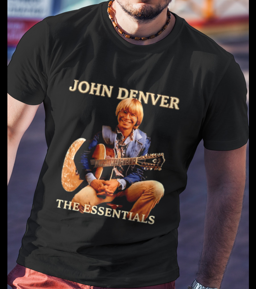 John Denver The Essentials Four Decades Of Folk Music Vintage Guitar T-Shirt