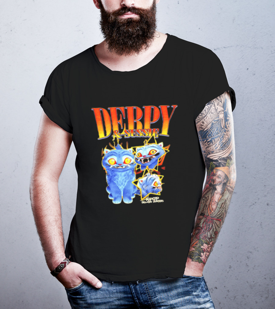 Derpy And Sussie KPop Demon Hunters 2026 Blue Cat Stars T-Shirt