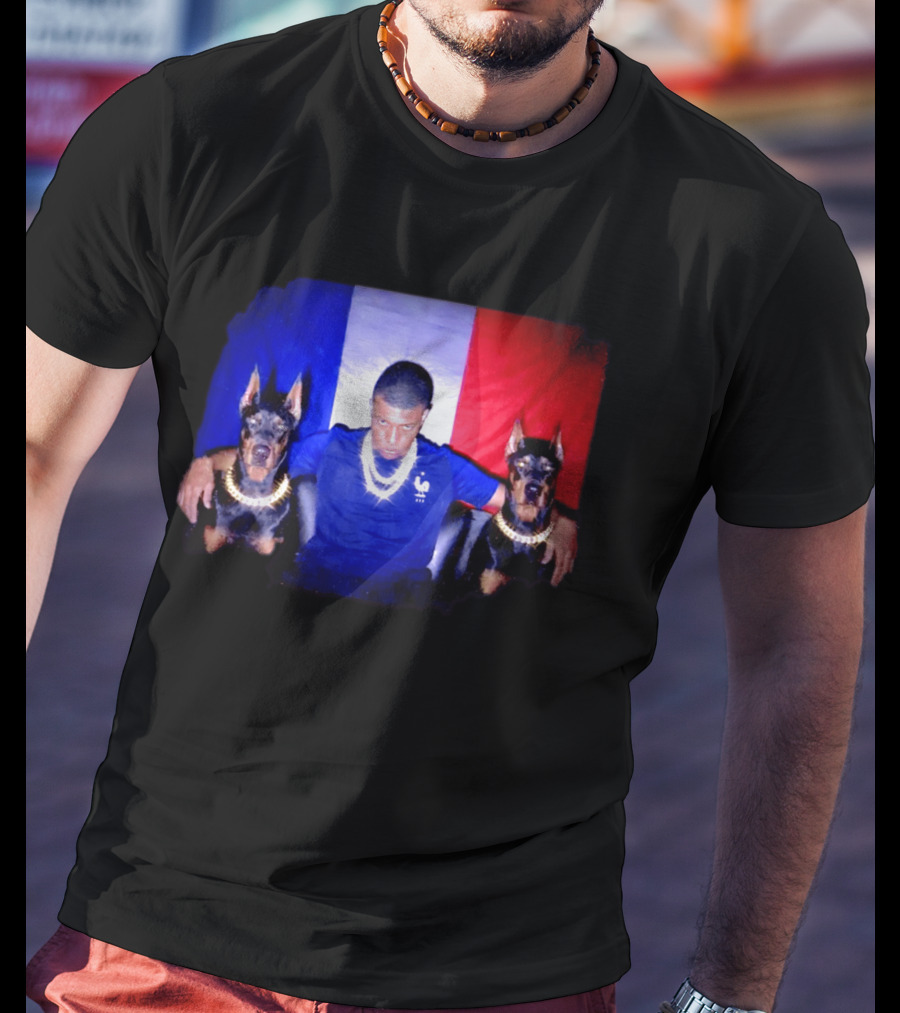 Kylian Mbappe France National Football Team With Dogs French Flag T-Shirt