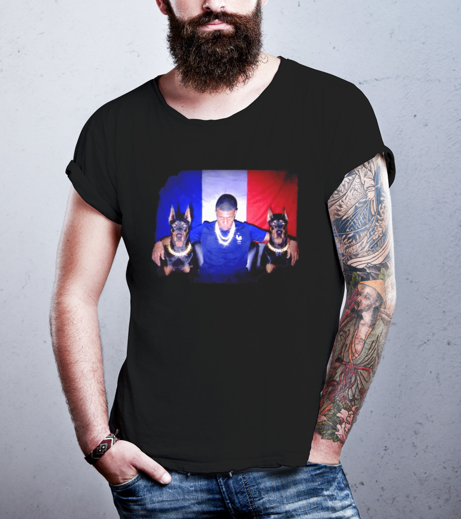 Kylian Mbappe France National Football Team With Dogs French Flag T-Shirt