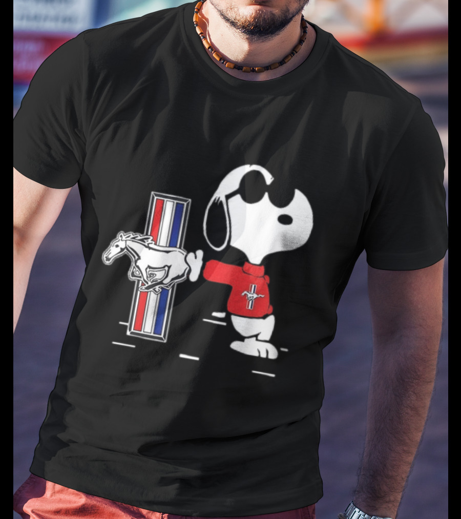 Snoopy Peanuts Ford Mustang Red Sweater Classic Mustang Pony T-Shirt
