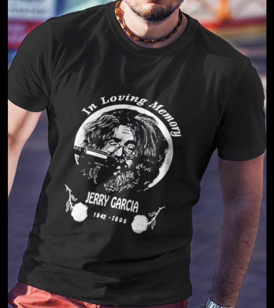 In Loving Memory Jerry Garcia 1942 1995 Grateful Tribute Guitar T-Shirt