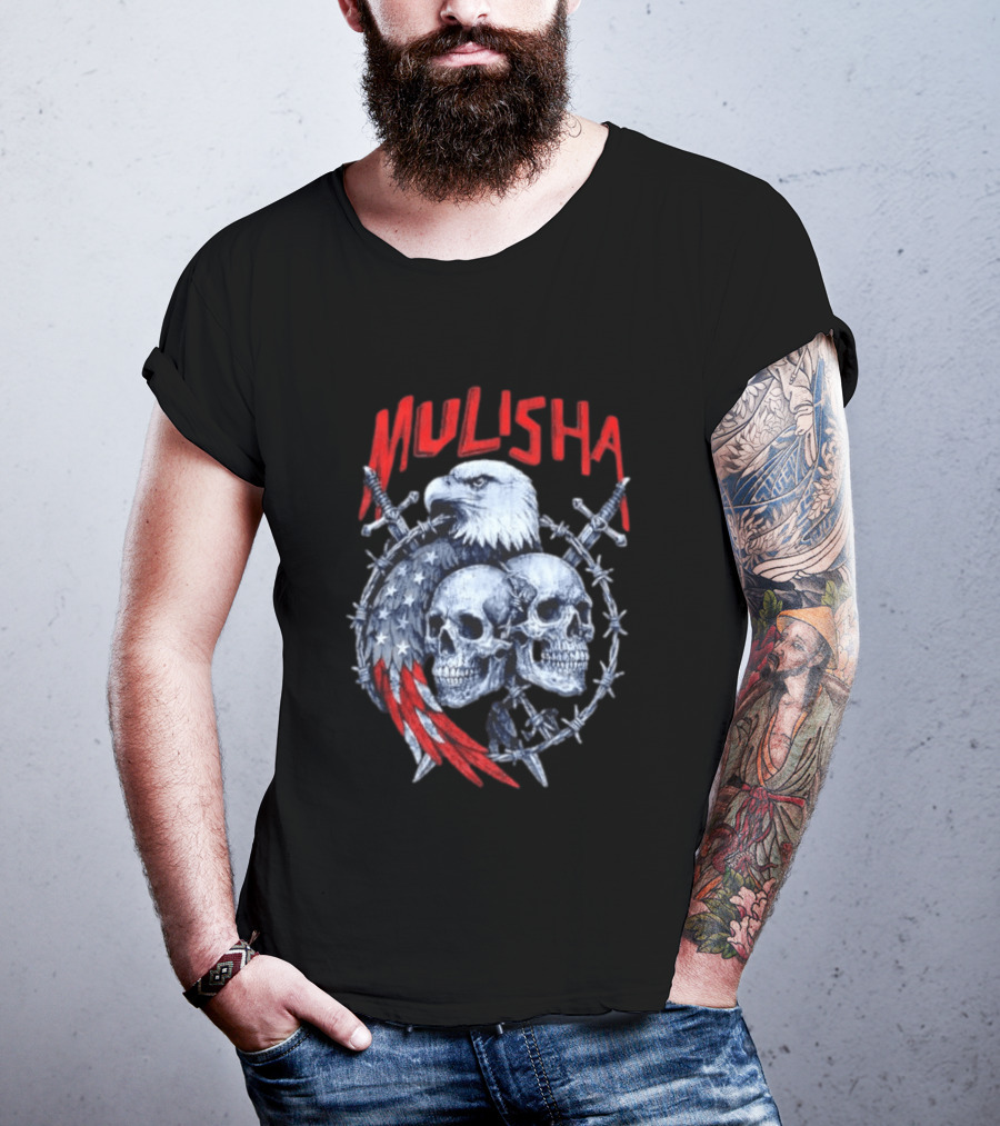 Mulisha Bald Eagle American Flag Skulls And Swords T-Shirt