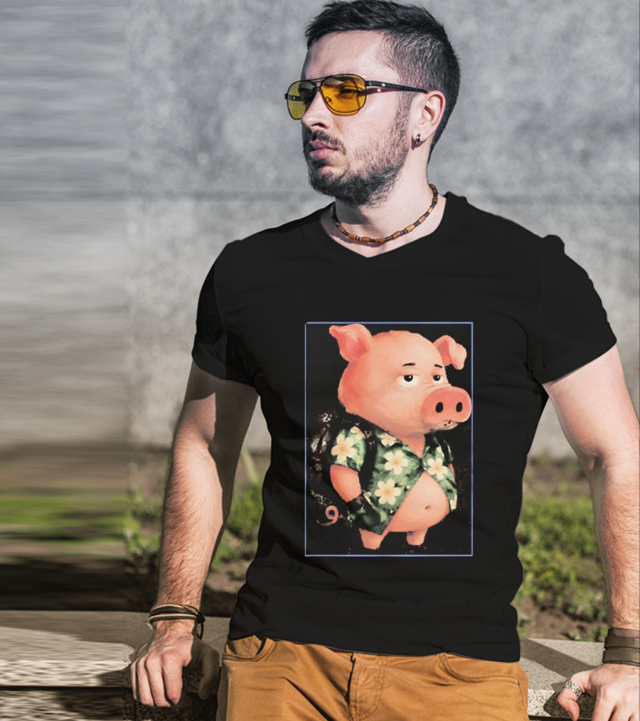 Nice Enjoy The Little Things Hawaiian Pig Floral T-Shirt
