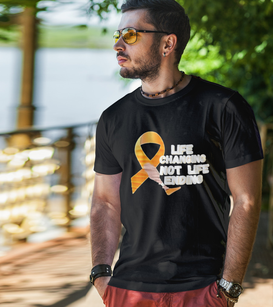 Life Changing Not Life Ending Ribbon With Prosthetic Leg T-Shirt