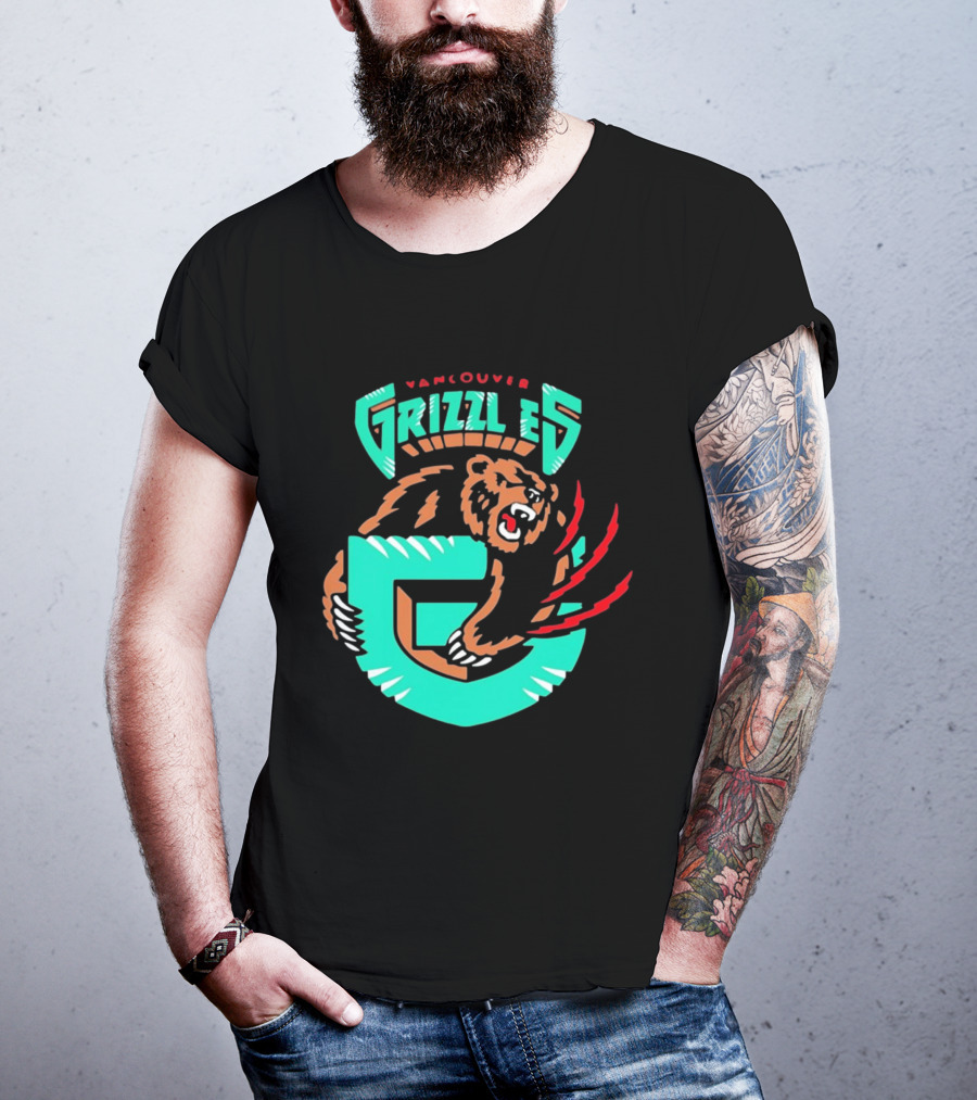 Vancouver Grizzlies Bear Claw Retro Sports Emblem Men's T-Shirt