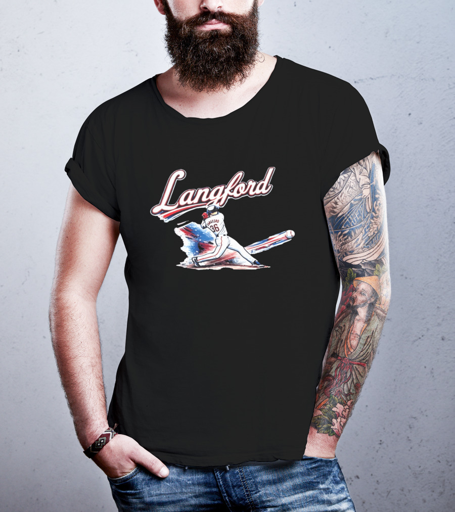 Langford Baseball Swing Texas Rangers Wyatt Langford Slugger 26 T-Shirt