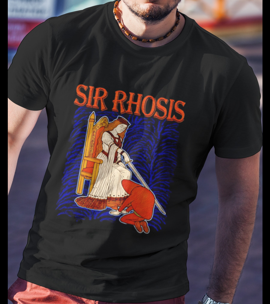 Sir Rhosis Medieval Pun Queen Knight Kneeling T-Shirt